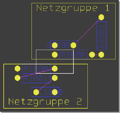 BAE HighEnd Version 5.4: Design Rule Check - Mindestabstandspr&uuml;fung zwischen Netzgruppen