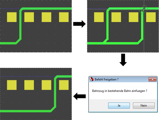 BAE Version 7.8: Layouteditor - Neuen Bahnzug in bestehenden Bahnzug einf&uuml;gen